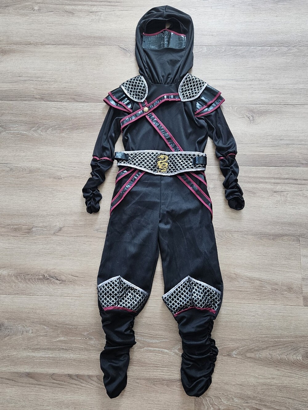 Kids Black and Red Ninja Costume Size 7